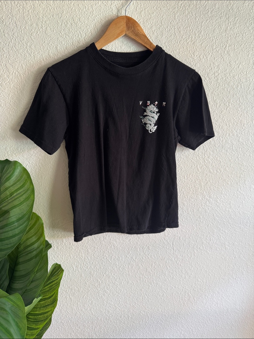 Youth Black Short-Sleeve Tee with White Dragon Graphic
